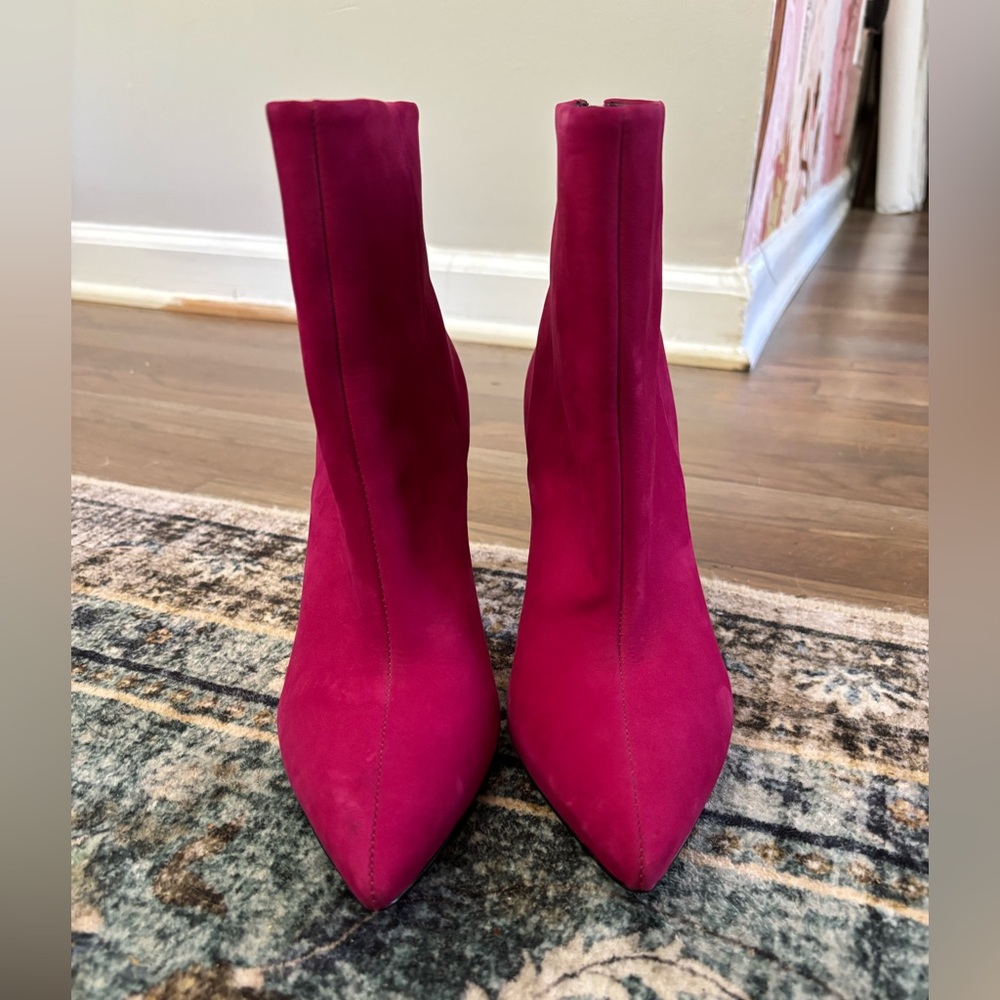 SCHUTZ Fuchsia Pointed-Toe Suede Ankle Boots Size 7.5 - Picture 6 of 11